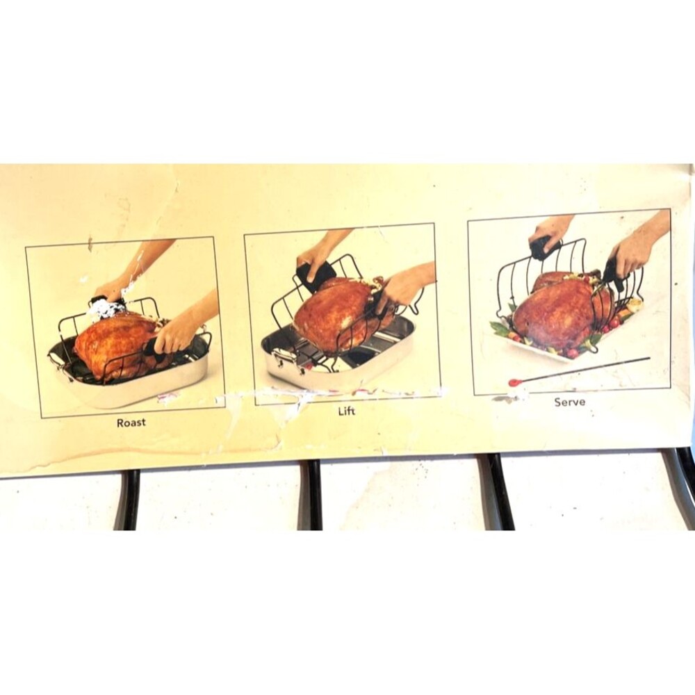 Turkey Lifter Cuisipro Roast & Serve Non-Stick Roasting Rack Thanksgiving